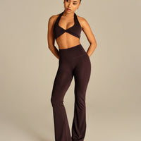 Essential Twist Front Halter Bra | Cafe Noir