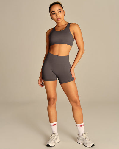 Power Enhanced High Waist Shorts | Slate Grey