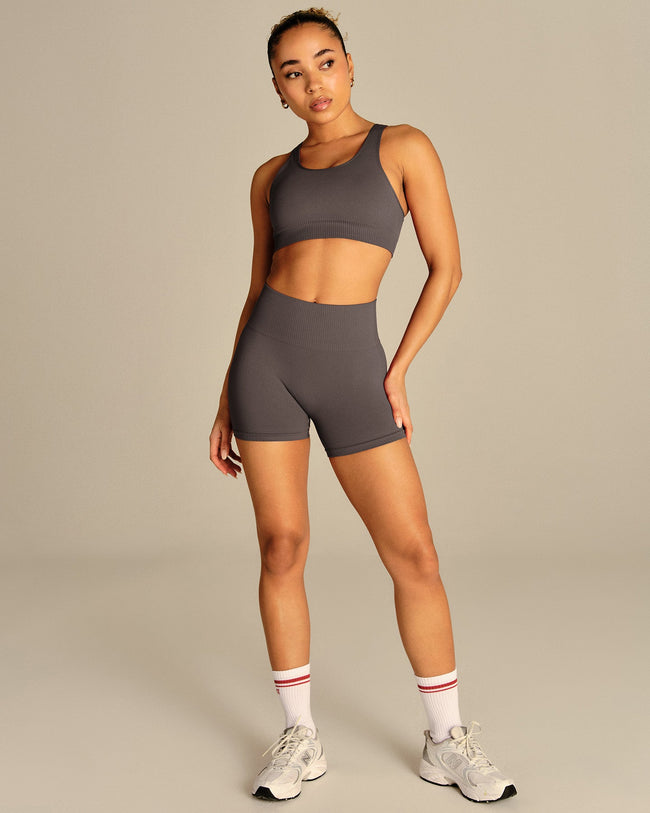 Power Enhanced High Waist Shorts | Slate Grey