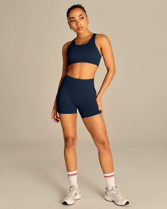 Power Enhanced High Waist Shorts | True Navy