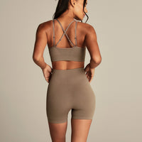 Power High Waist Shorts | Taupe Grey