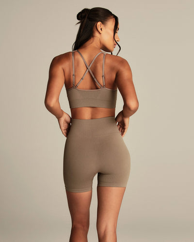 Power High Waist Shorts | Taupe Grey