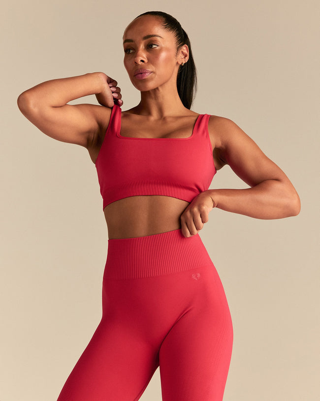 Power Seamless Open Back Mini Bra | Spicy Red