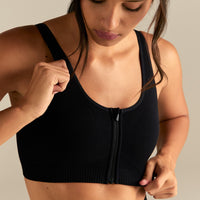 Power Zip Front Bra | Black