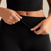 Cotton Contour Fold Over Straight Leg Pants | Black