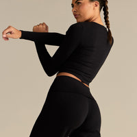 Cotton Contour Long Sleeve T-Shirt | Black