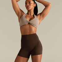 Essential Twist Front Halter Bra | Buff
