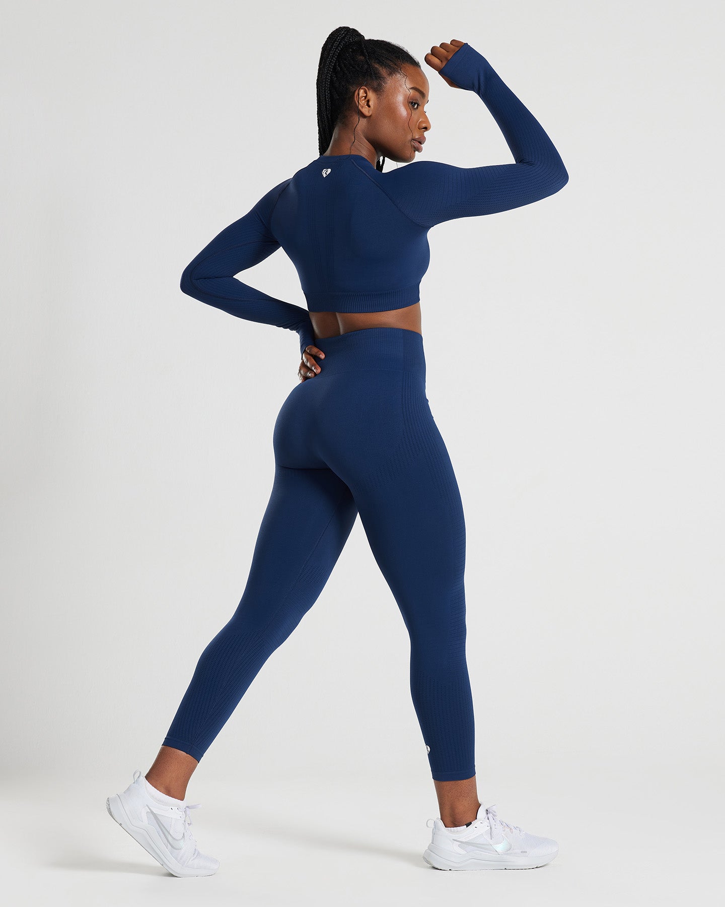 Power Long Sleeve Crop Top | Sapphire Blue