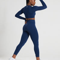 Power Long Sleeve Crop Top | Sapphire Blue