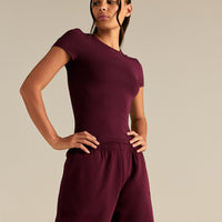 Smooth Contour Midi Short Sleeve T-Shirt | Merlot
