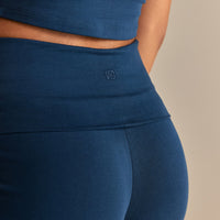 Cotton Contour Fold Over Shorts | True Navy