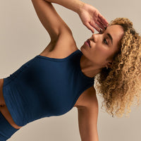Cotton Contour Racer Tank | True Navy