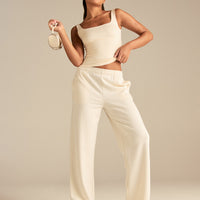 Smooth Contour Midi Square Neck Tank | Coconut White