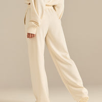 Comfort Lightweight Straight Leg Mid Waist Joggers | Coconut White