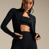 Power Long Sleeve Full Zip Jacket | Washed Black