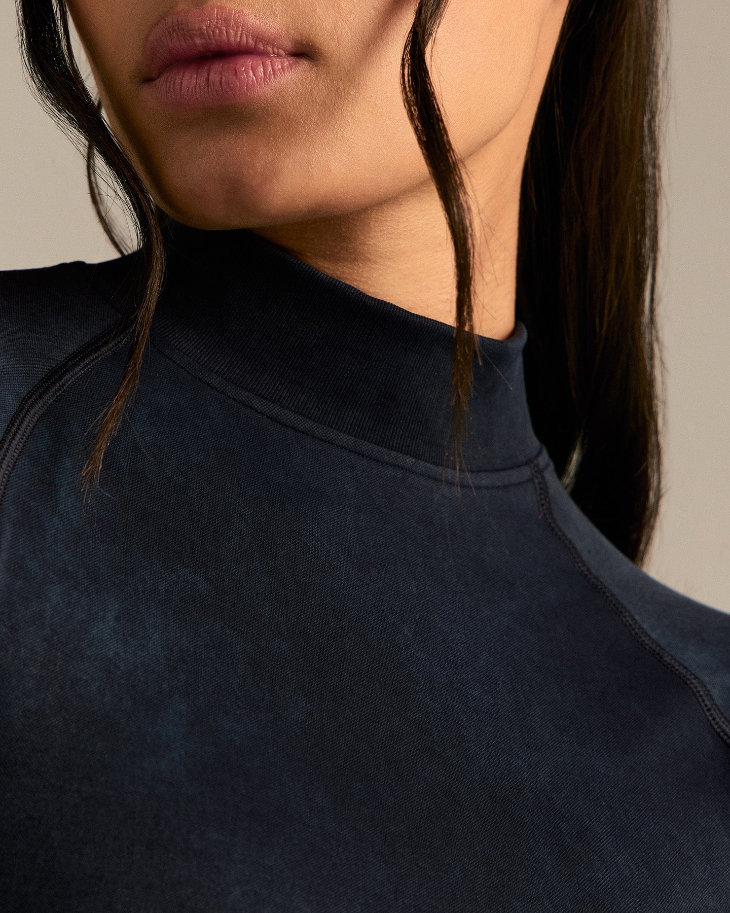 Power Mock Neck Long Sleeve Top | Washed Black