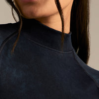 Power Mock Neck Long Sleeve Top | Washed Black