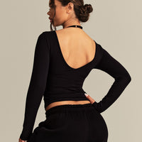 Smooth Contour Long Sleeve Reversible T-Shirt | Black