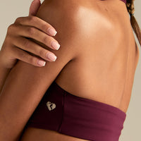 Essential Twist Front Halter Bra | Merlot