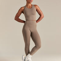 Essential Crop Tank Top | Taupe Grey