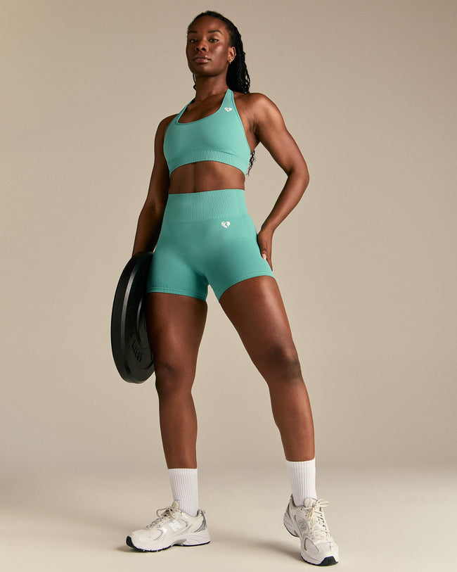Power High Waist Shorts | Marine Green