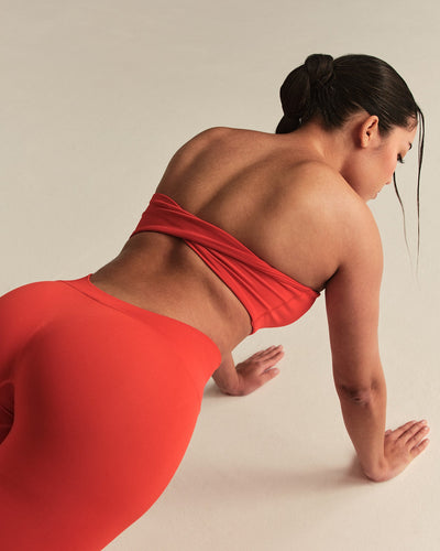 Essential Twist Back Bandeau Bra | Lava Red