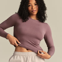 Smooth Contour Midi Crew Neck Long Sleeve T-Shirt | Deep Mocha