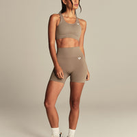 Power High Waist Shorts | Taupe Grey
