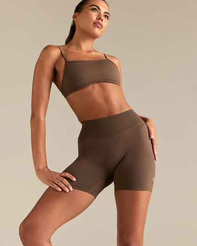 Emphasize Mid Waist 5" Shorts | Milk Chocolate