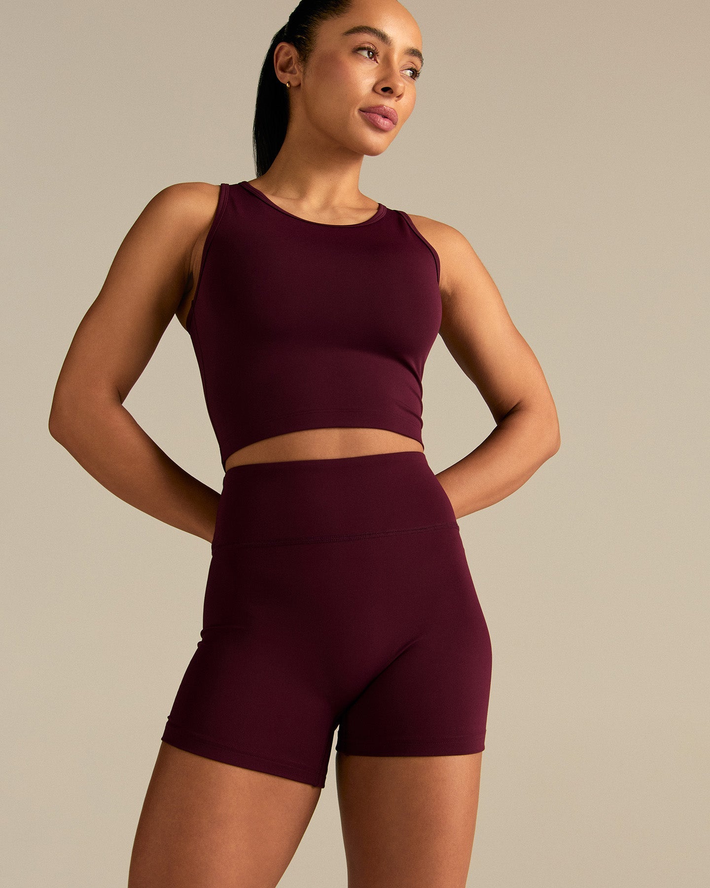 Essential High Waist Shorts | Merlot