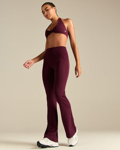 Essential High Waist Flared Leggings | Merlot