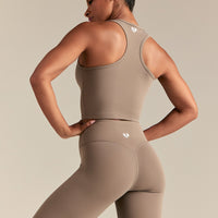 Essential Crop Tank Top | Taupe Grey