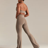 Essential Twist Front Halter Bra | Taupe Grey