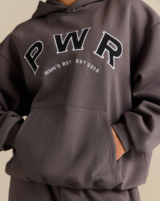 Comfort Oversized PWR Hoodie | Slate Grey