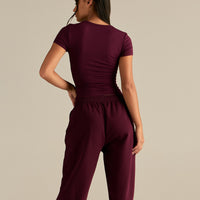 Smooth Contour Midi Short Sleeve T-Shirt | Merlot