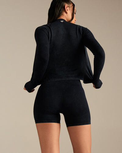 Power Long Sleeve Full Zip Jacket | Washed Black